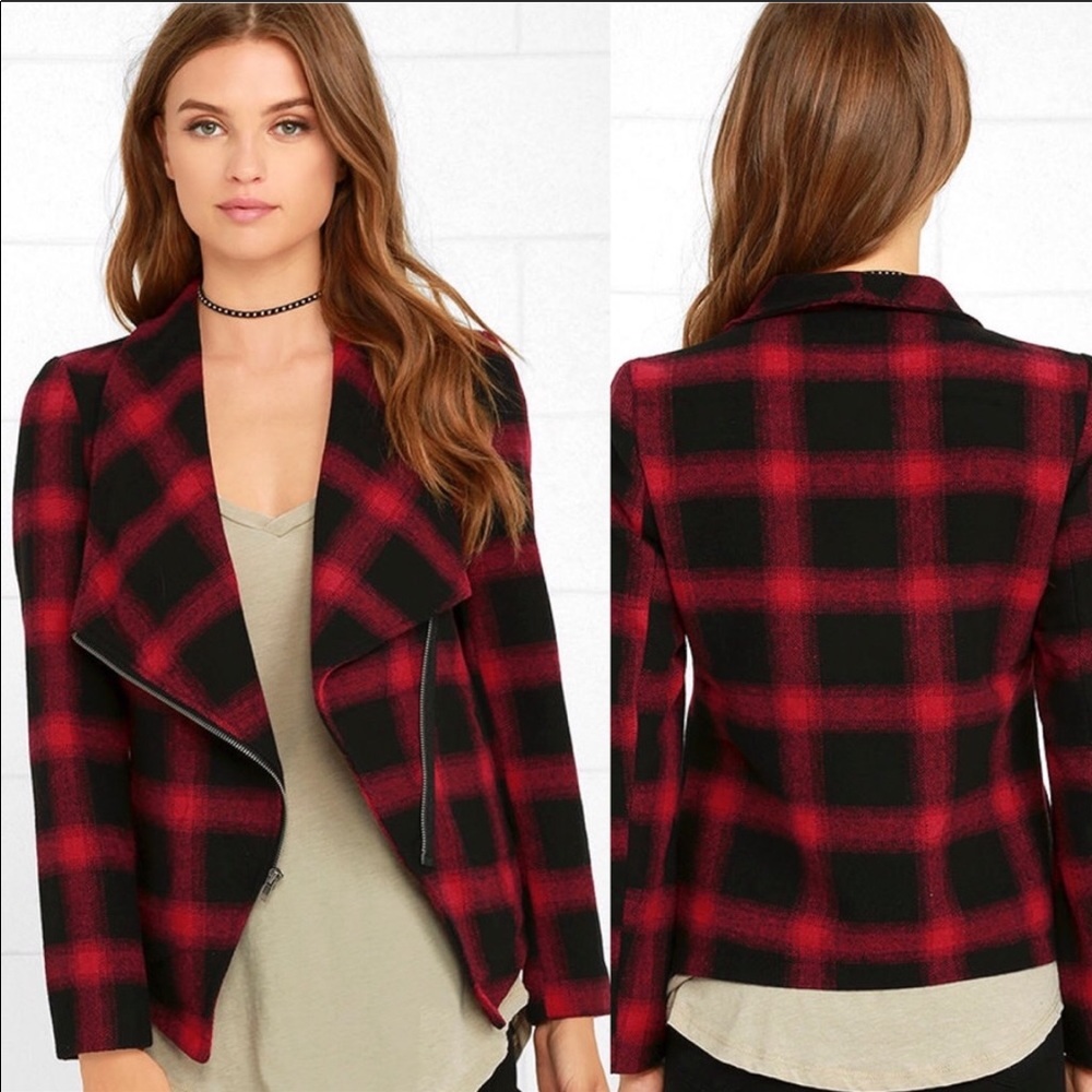 BB DATOKA Moto zipped buffalo check jacket sz S